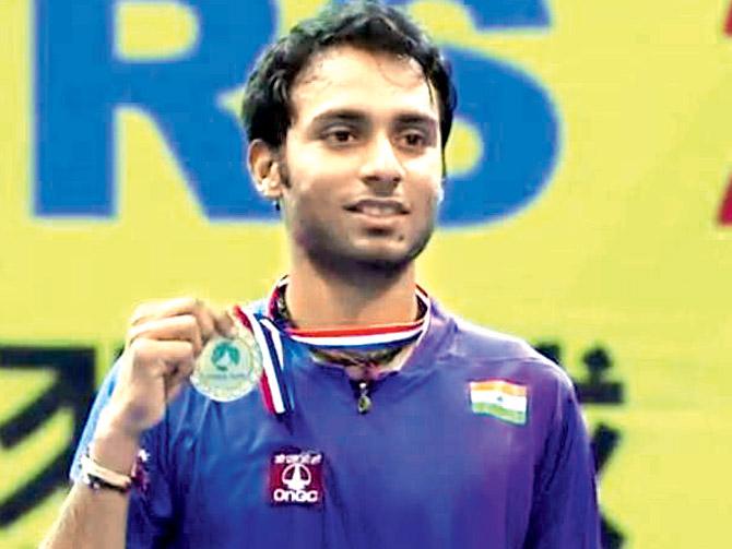 Sourabh Verma poses with his medal after the final yesterday