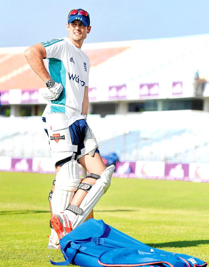 England captain Alastair Cook during a net session in Chittagong yesterday. Pic/Getty Images