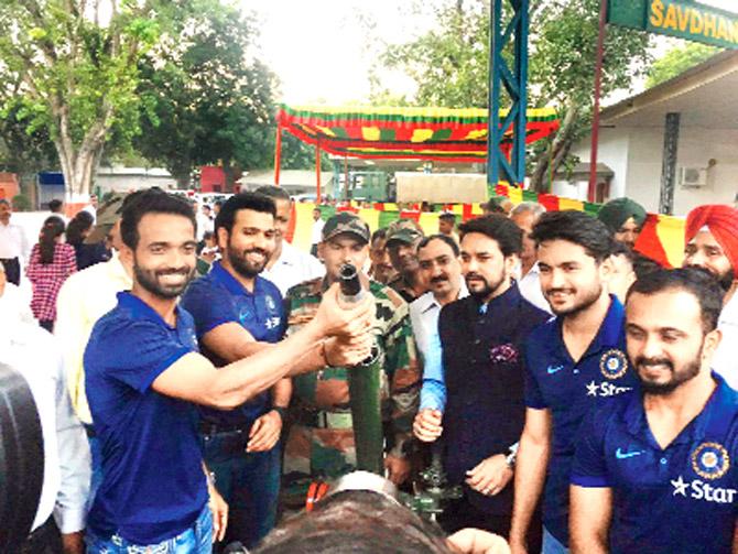 BCCI chief Anurag Thakur posted this picture on Twitter and captioned it: "TeamIndia cricketers at an interactive session w/our Territorial Army jawans. #DiwaliSpecial" 