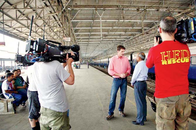 Behind the scenes shot on the sets Mumbai Railway