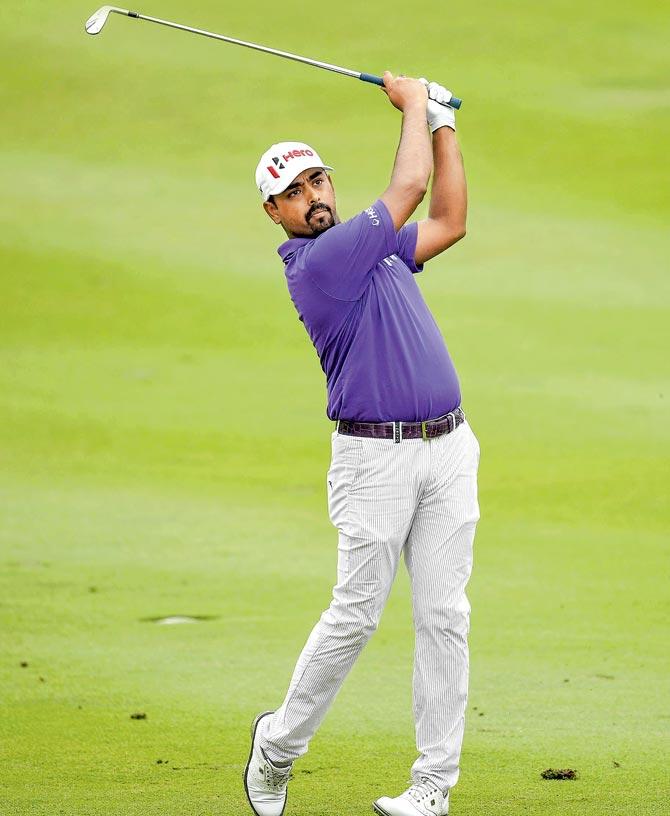 Anirban Lahiri during the Round Three match of CIMB Classic golf tournament in Kuala Lumpur on Saturday. Pic/AFP