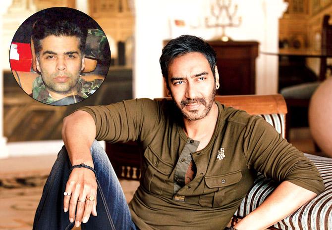 Ajay Devgn and (inset) Karan Johar