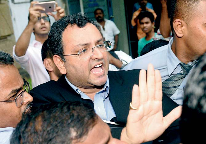 Ousted chairman of Tata Sons, Cyrus Mistry leaves from Bombay House yesterday. Pics/PTI