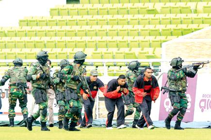 Soldiers on the pitch mark war games in Bangladesh ahead of England tie