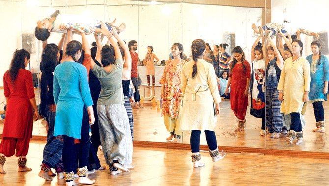 Dancers at a rehearsal of Mughal-e-Azam last week at Mukti Cultural Hub, Andheri Wes
