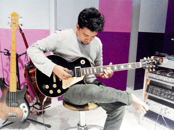 Aditya Shankar during a recording of the band’s upcoming album