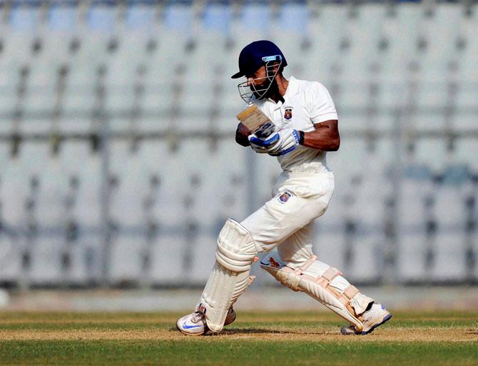 23-year-old Ankit Bawne took 500 balls to score his 258 runs vs Delhi at Wankhede Stadium in Mumbai on Thursday. Pic/PTI