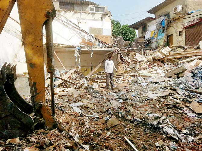 The civic body demolished former Congress corporator Razzak Khan’s illegal properties yesterday