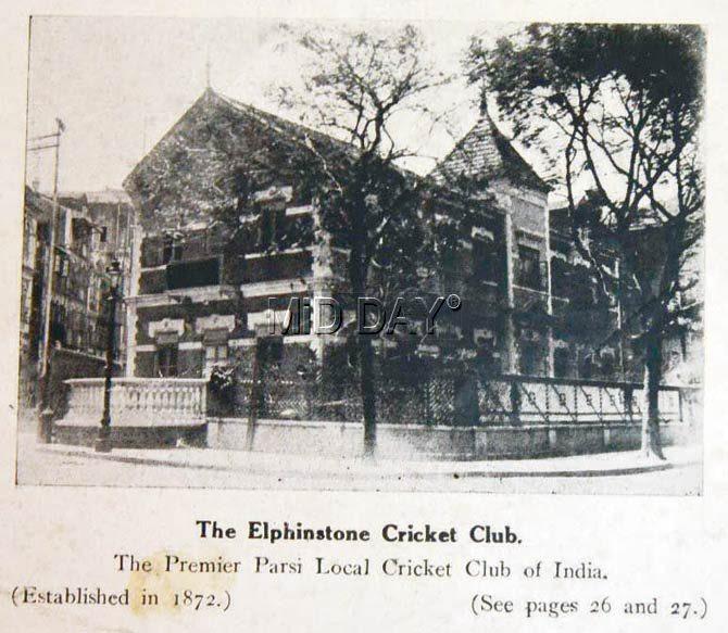 Club for Parsis: The Elphinstone Club (a picture from the Pentangular brochure) had an important role to play in the city’s cricket history. Parsi students of Elphinstone High School had formed the club that later became an open club and one of the top Parsi teams of the 1870sClub for Parsis: The Elphinstone Club (a picture from the Pentangular brochure) had an important role to play in the city’s cricket history. Parsi students of Elphinstone High School had formed the club that later became an open club and one of the top Parsi teams of the 1870s
