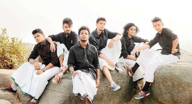 (Left to right) Euphony members Joshua Rajan (bass), Aditya Kale (backing vocals), Sanish Nair (lead vocals ), Rupesh Shirsat (guitarist), Ravikiran Nannaware (flute), Bhavesh Sharma (beatbox)