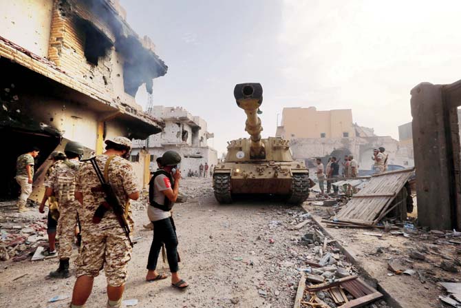Members of the GNA gather in the coastal city of Sirte. Pic/AFP