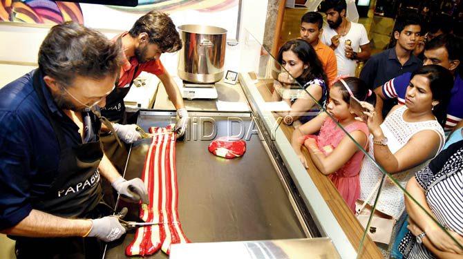 Candy maker Luca Deregibus at work. Pic/Shadab Khan