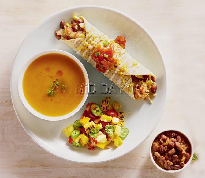 Mexican Carrot Soup and Jalapeno Peppers and Corn Salad