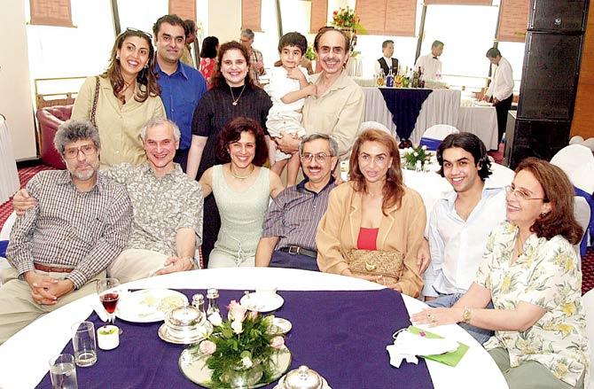 Nadir Godrej, seated fourth from left, at a surprise party thrown for him by his family for his 50th birthday. Standing (from left) Tanya Godrej-Dubash, Raika (Jamshyd