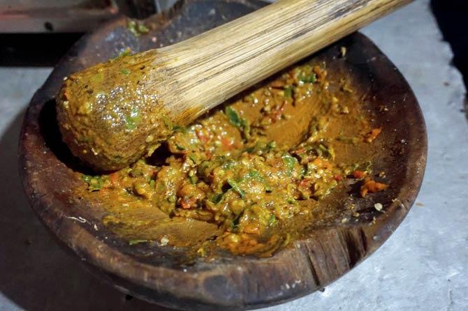The Naga Chutney is made with dried fish, galangal leaves and pork liver