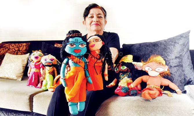 Sahba Bhandula with handcrafted puppets. Pics/Nimesh Dave