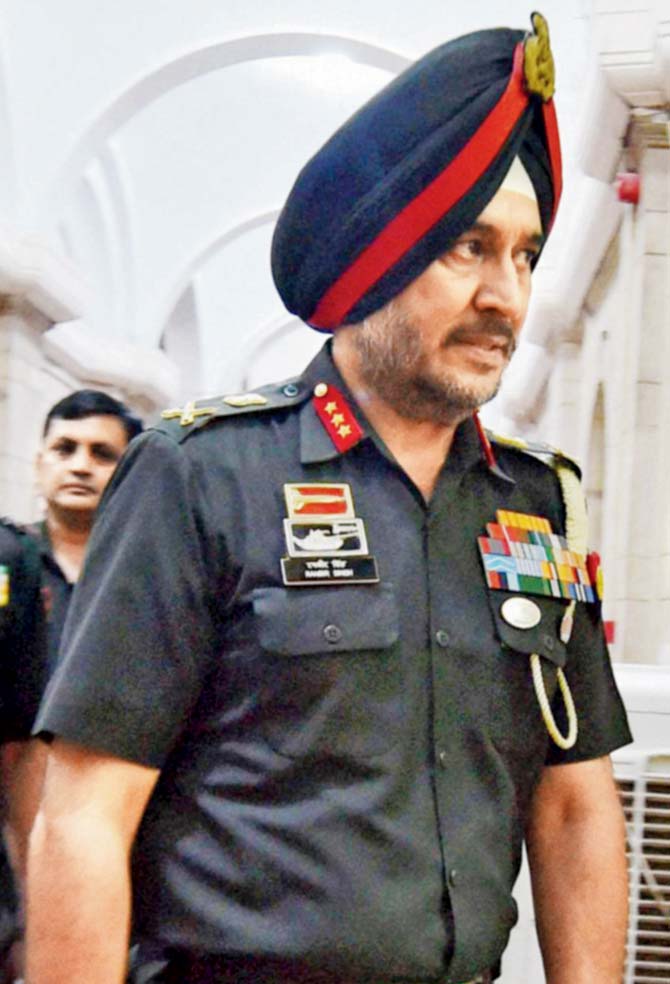 Director General Military Operations (DGMO), Ranbir Singh arrives to attend an all-party meeting in New Delhi following Indian army