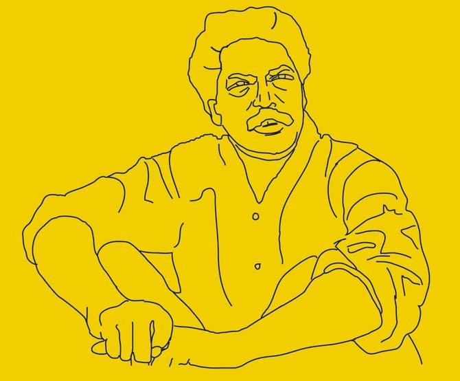 A tribute to the late Yusuf Arakkal by Riyas Komu (left), artist and co-founder of Kochi Biennale, made exclusively for mid-day and drawing inspiration from portraiture series as seen in Faces of Creativity
