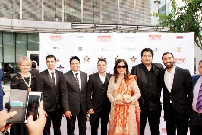 Zeenat Aman with son Azaan Khan (to her right) at the screening