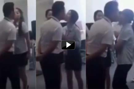 Bizarre video: Creepy Chinese boss kisses female staffers everyday 