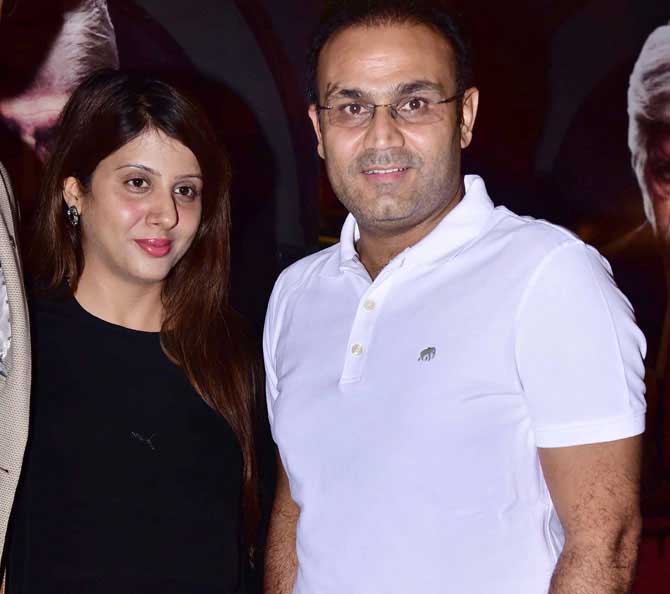 Virender Sehwag and his wife Aarti