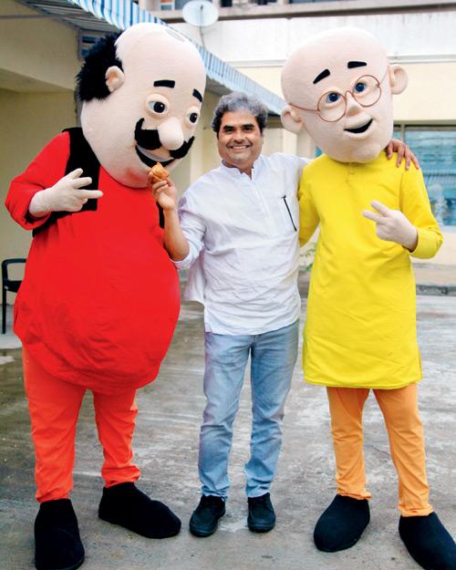 Vishal Bhardwaj with the animated film’s characters; (inset) Gulzar