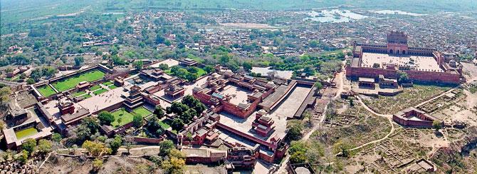 An aerial view of Fatehpur Sikri shot in 2015