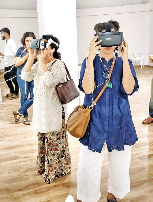 Headgears and earphones in place, attendees, both young and old, at The Unnamed Guide’s official launch last Monday at Bombay Art Society. PICS/ENLIGHTEN