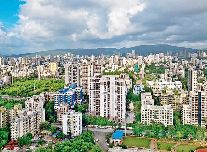 A view of the Western Mumbai skyline captured by Dinesh Mehta through kite photography during the interview