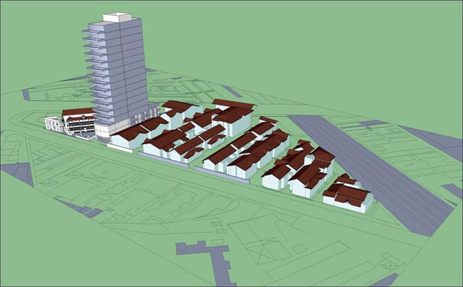 An architectural layout of Murzban Colony’s 24 buildings. On the tip, to the left, is Cama Building. Right next to it, in a plot not owned by the Garib Zarthoshtina Rehethan Fund, once stood a bungalow similar to the rest. A decade ago, a high-rise sprouted in the place of the bungalow, Now, from the second floor of Cama Building, all that one can see is the high-rise’s carpark