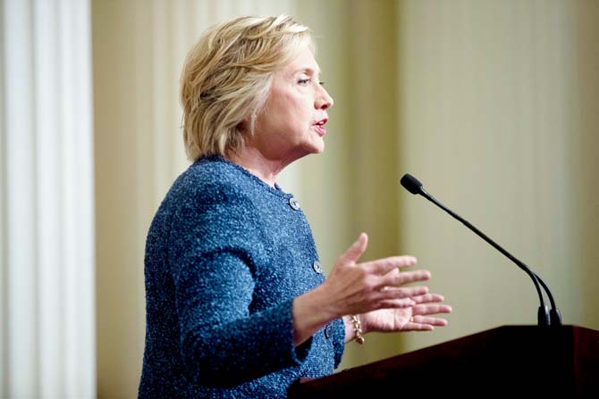 Clinton’s remarks were made at a fundraiser on Friday. Pic/AFP