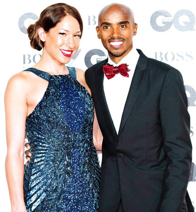 Mo Farah with wife Tania. Pic/Getty Images