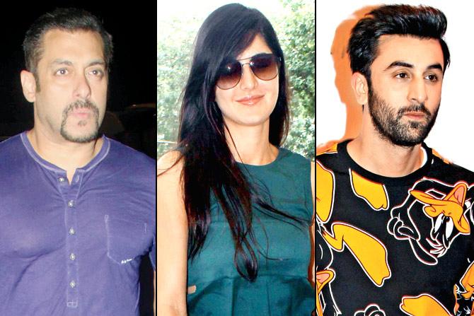 Salman Khan, Katrina Kaif and Ranbir Kapoor