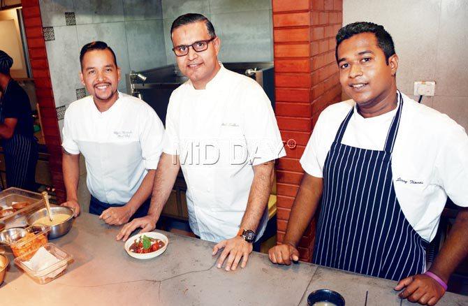 Guest chef Edgar Hurtadoâu00c2u0080u00c2u0088with Atul Kochhar and head chef Jerry Thomas at Lima. Pics/Sayyed Sameer Abedi