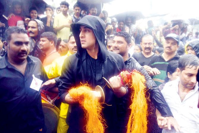 Ranbir Kapoor during Ganesh visarjan