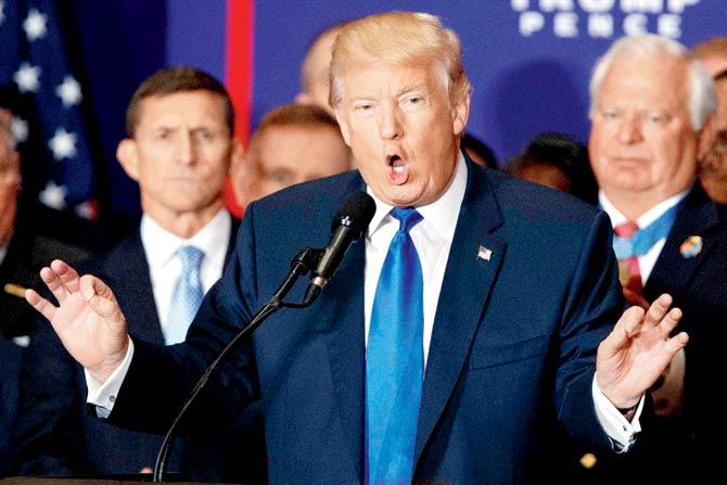 Republican presidential candidate Donald Trump speaks during a campaign event at Trump International Hotelâu00c2u0080u00c2u0088on Friday. Pic/AP