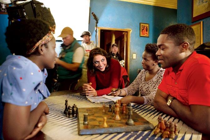 Mira on the sets of Queen Of Katwe