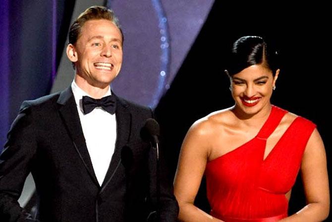 Tom Hiddleston and Priyanka Chopra at Emmy Primetime Awards ceremony