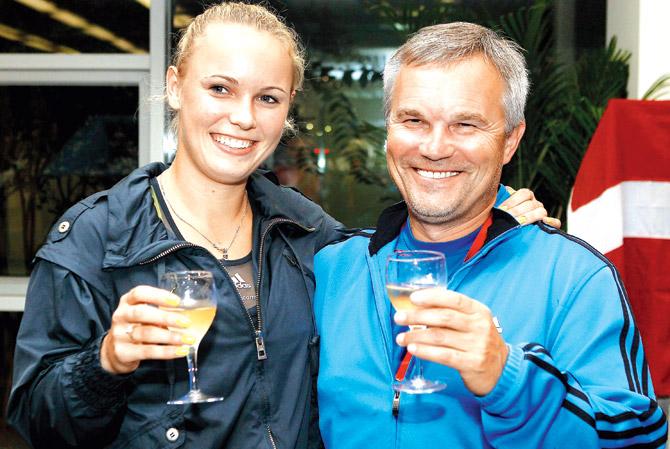 Caroline with her father Piotr Wozniacki