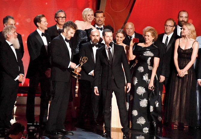 The cast and crew of Game of Thrones, which won the Emmy for Outstanding Drama Series 