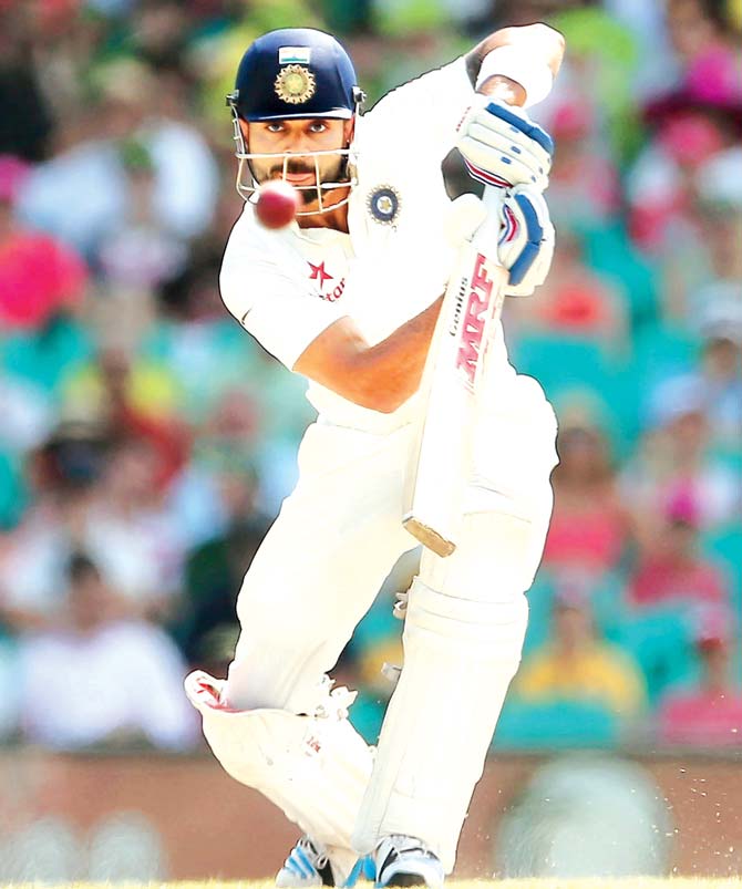 Virat Kohli has his eye on the ball in the Sydney Test during India