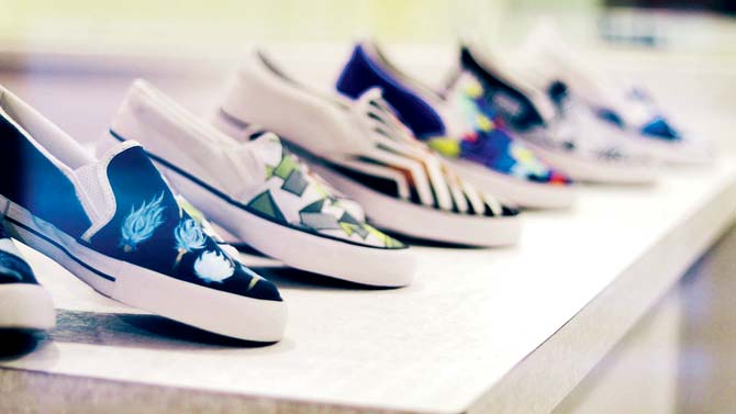 A variety of hand-painted shoes available on F-Gali
