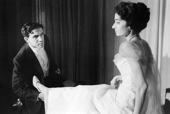 Miss Julie by August Strindberg, Dir. E. Alkazi, Alaknanda Samarth as Miss Julie, E. Alkazi as Jean, Theatre Unit, Bombay, 1960
