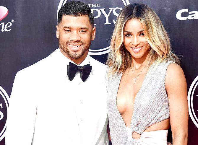 Ciara with her NFL star husband Russell Wilson. Pic/Getty Images