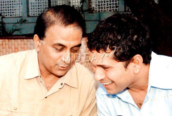 Sunil Gavaskar and Sachin Tendulkar during a book release function at Cricket Club of India in 2006. Pic/mid-day archives