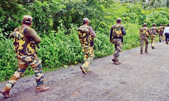 Security forces comb through Uran looking for the suspects