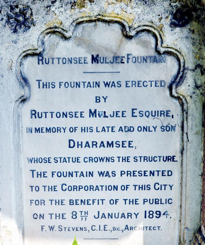 Plaque at the fountain. Pics/Datta Kumbhar
