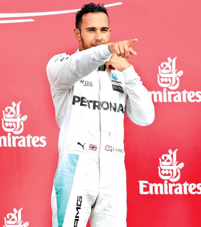 Lewis Hamilton lies eight points behind his Mercedes teammate Nico Rosberg in the Drivers
