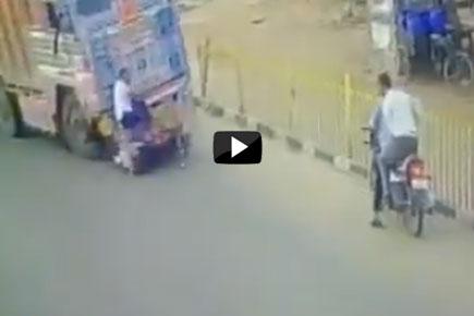 Watch video: Miraculous escape for three men who collided with a lorry 