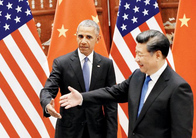 US President Barack Obama and Chinese President Xi Jinping in Hangzhou, China. Pic/AFP